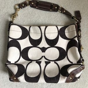 Coach fabric and leather bag